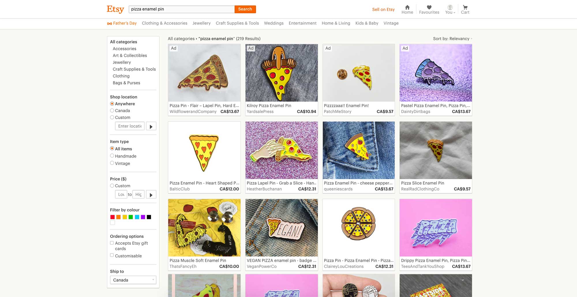 Pizza Enamel Pin Etsy Results