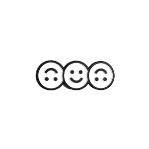 three smiley faces where the first and third one are upside down